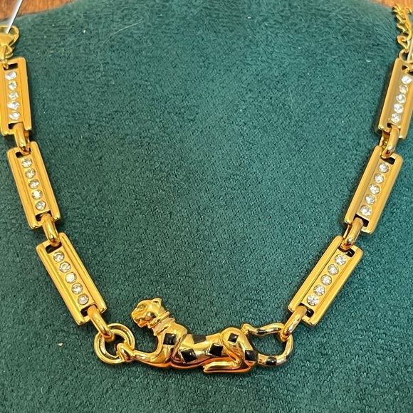 Gold Panther Status Bracelet with CZs - Statement Piece! 6-8” - Picture 3 of 3